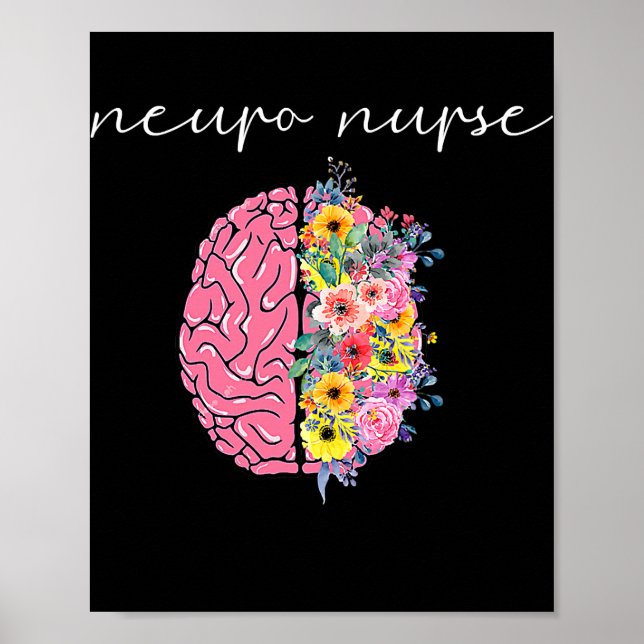 Neuro Nurse Blommigt Neuroscience Nursing Proud Poster (Framsidan)