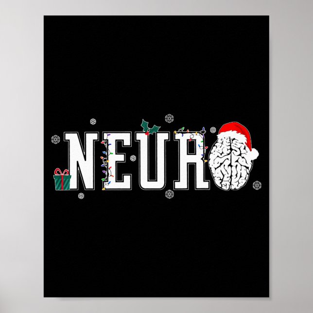 Neuro Nurse Brain Santa Hat Neuroscience Nursing C Poster (Framsidan)