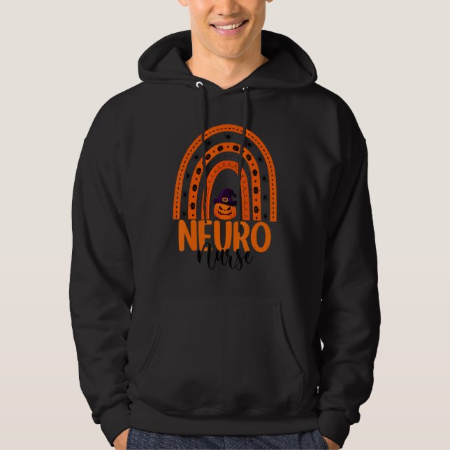 Neuro Nurse Rainbow Halloween Neuroscience Nursing Hoodie (Framsida)