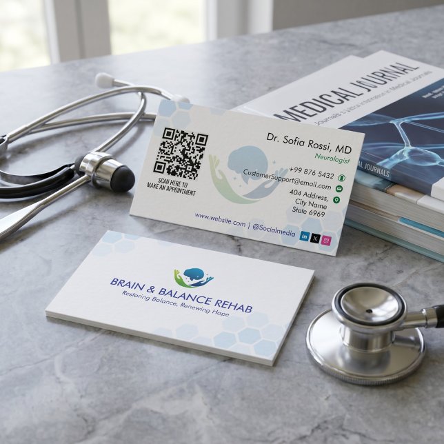 Neuro Rehab-verksamhet | Minimalistisk Vit Visitkort (Skapare uppladdad)