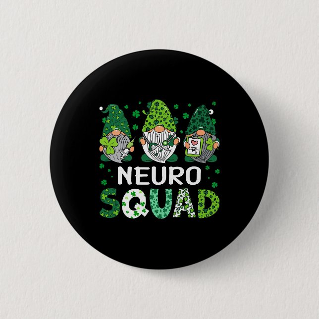Neuro Sjuksköterska Squad St Patricks Day Gnome Sj Knapp (Framsida)