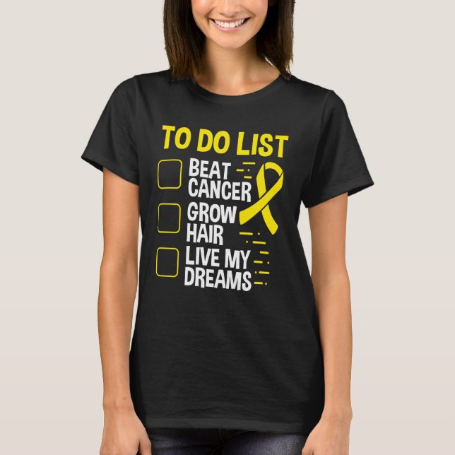 Neuroblastoma Awareness To Do List Yellow Ribbon T Shirt (Framsida)