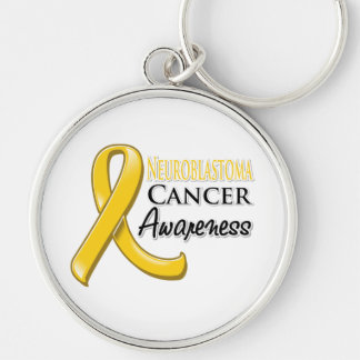 Neuroblastoma Cancer Awareness Ribbon Rund Silverfärgad Nyckelring
