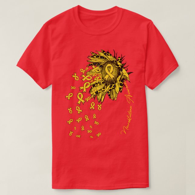 Neuroblastoma Medvetenhet Solrosband blommor T Shirt (Design framsida)