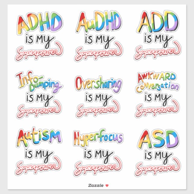Neurodiverande sjukdomar och talanger klistermärken (Ark)