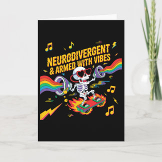 Neurodivergent Armed With Vibes Skeleton Skateboar Kort