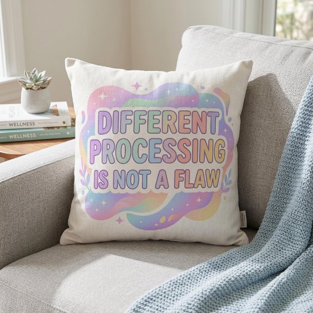 Neurodivergent Bekräftelse Pastell Typografi  Kudde (Skapare uppladdad)