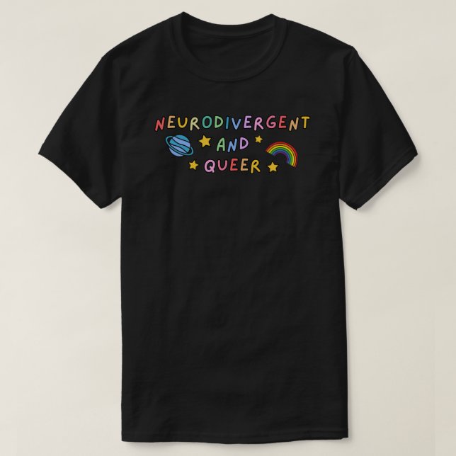 Neurodivergent och Queer Rainbow Sticker T Shirt (Design framsida)