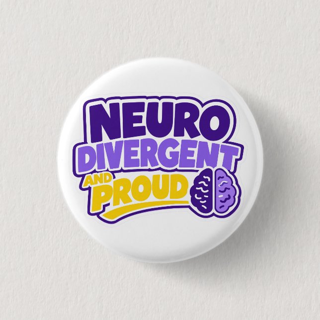 Neurodivergent och stolt hjärna knapp (Framsida)