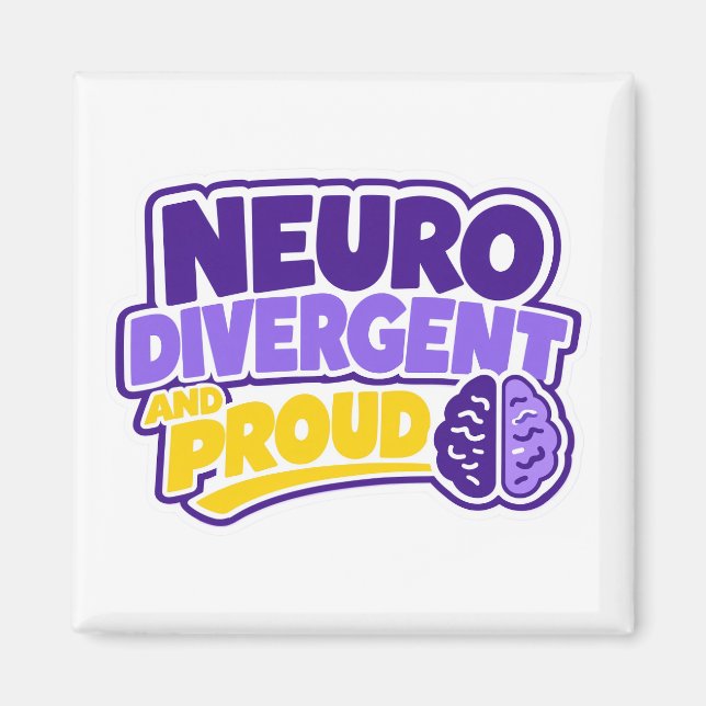 Neurodivergent och stolt hjärna magnet (Framsidan)