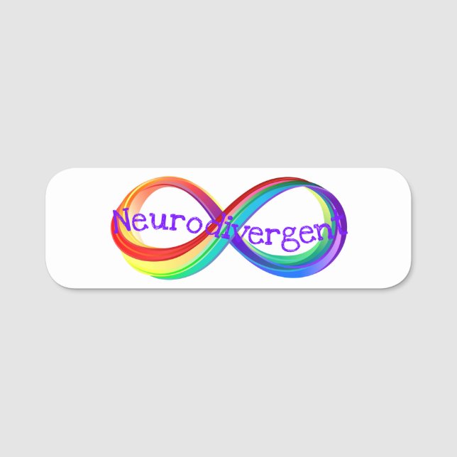 Neurodivergent Rainbow Infinity Symbol Button Namnbricka (Framsida)