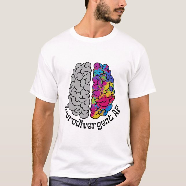 Neurodivergerande AF - flerfärgat handtömt hjärnor T Shirt (Framsida)