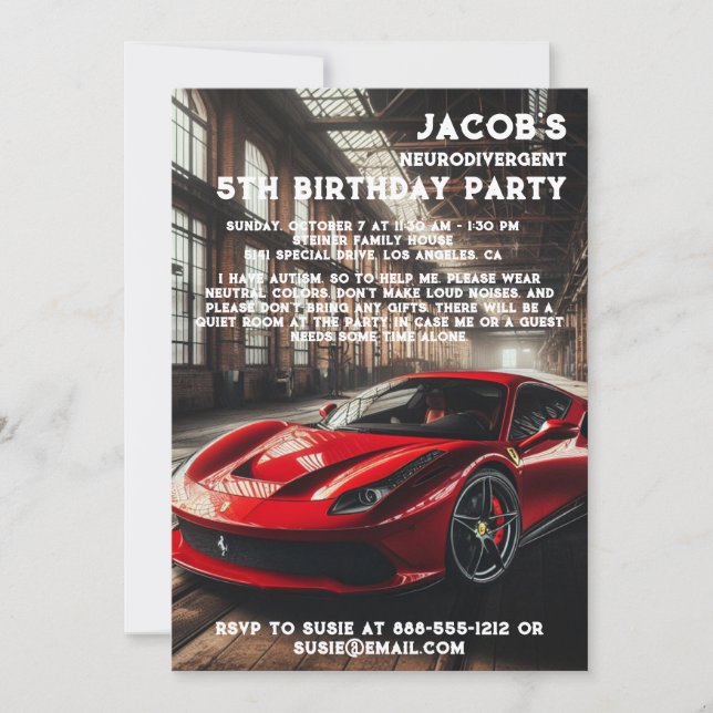 Neurodivergerande autistiska Födelsedagsfest inbju Inbjudningar (Framsida)