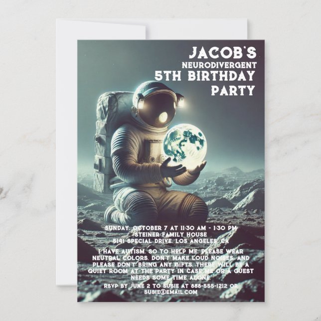 Neurodivergerande autistiska Födelsedagsfest inbju Inbjudningar (Framsida)