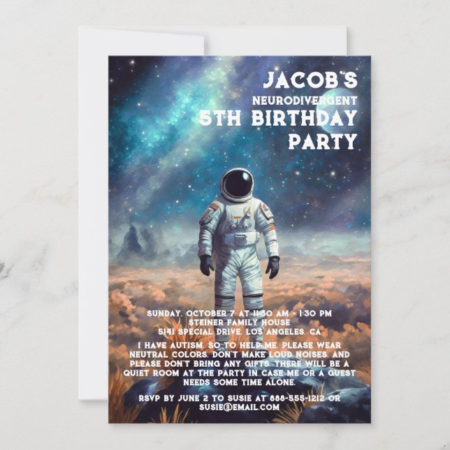 Neurodivergerande autistiska Födelsedagsfest inbju Inbjudningar (Framsida)