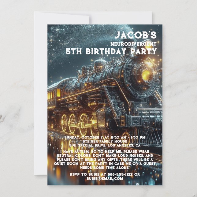 Neurodivergerande autistiska Födelsedagsfest inbju Inbjudningar (Framsida)