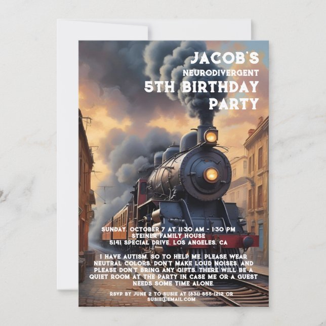 Neurodivergerande autistiska Födelsedagsfest inbju Inbjudningar (Framsida)