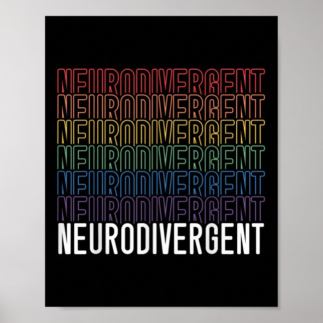 Neurodivergerande neurodiversity Rainbow Adhd Asd Poster (Framsidan)