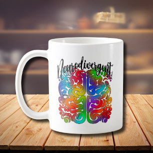 Neurodivergerande regnbågshBrain för autism Accept Kaffemugg