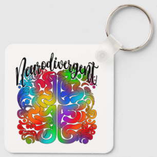 Neurodivergerande regnbågshBrain för autism Accept Nyckelring