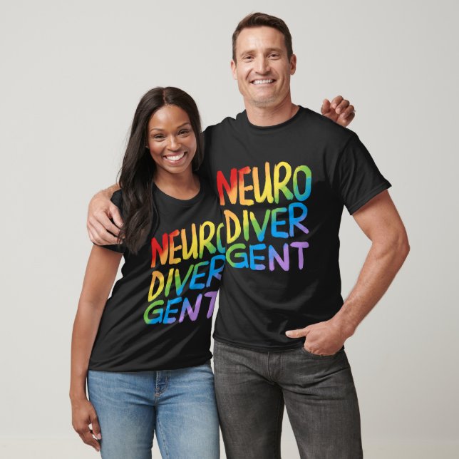 Neurodivergerande (regnbågstext) t shirt (Unisex)