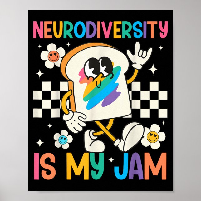 Neurodiversitet är jam inkludering autism medveten poster (Framsidan)