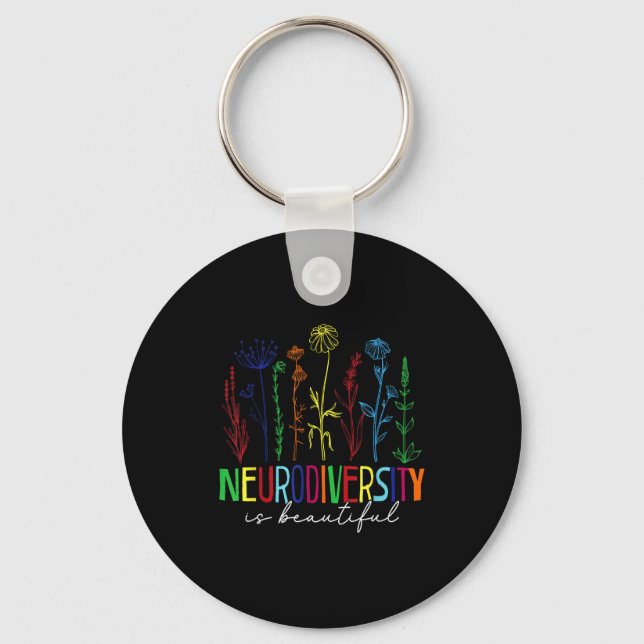 Neurodiversitet är vacker autism medvetenhet nyckelring (Framsida)