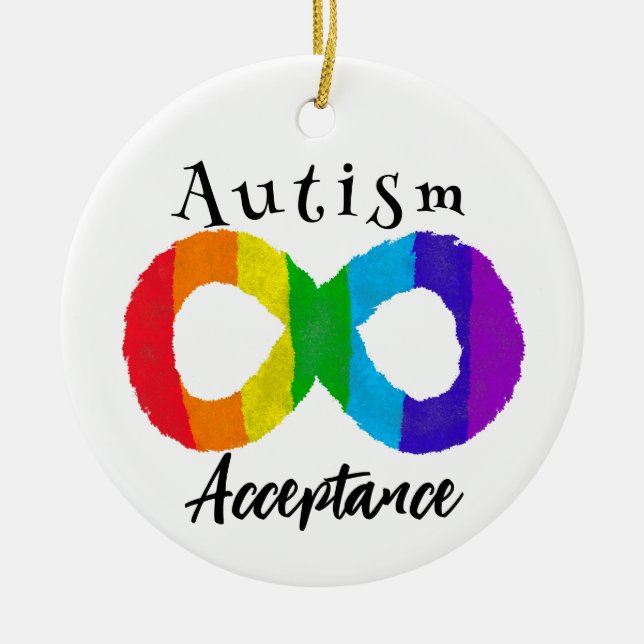 Neurodiversitet Autism Acceptans Regnbåge Julgransprydnad Keramik (Framsidan)