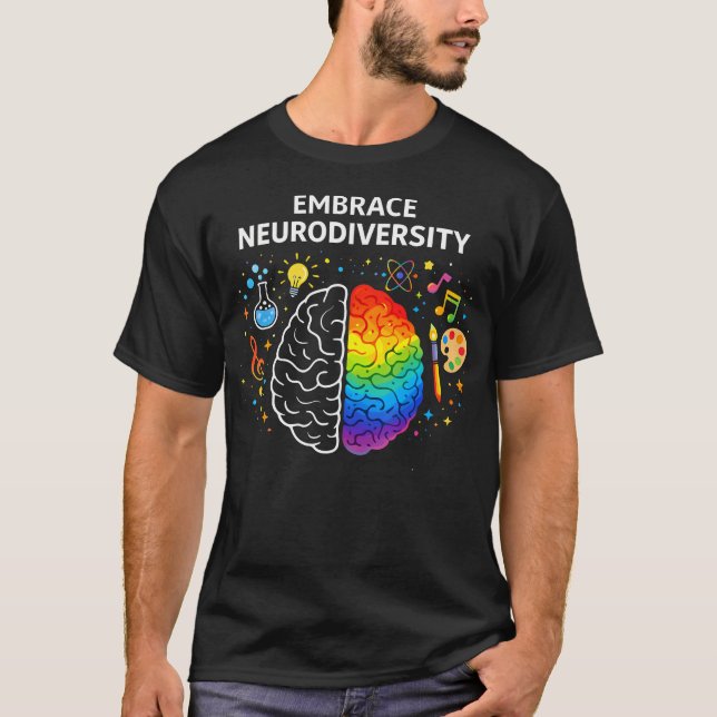 Neurodiversitet - Autism Spektrum Asd Adhd Regnbåg T Shirt (Framsida)