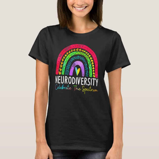 Neurodiversitet Autism Spektrum Asd Adhd Regnbåge  T Shirt (Framsida)