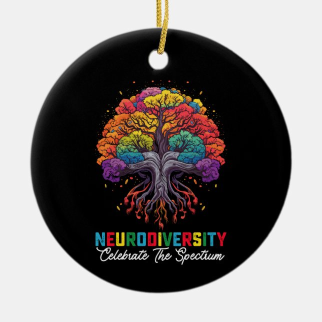 Neurodiversitet Fira Spektrum Autism Julgransprydnad Keramik (Framsidan)