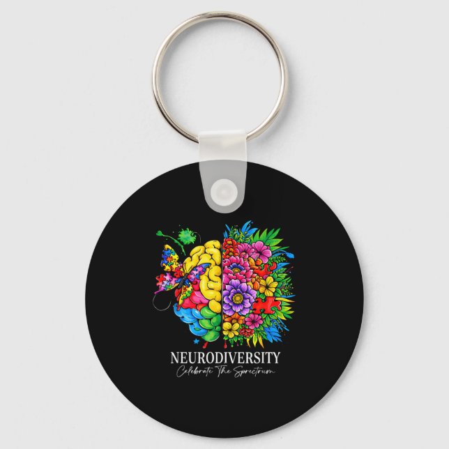 Neurodiversitet firar spektrum  nyckelring (Framsida)