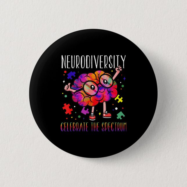 Neurodiversitet hjärna asd adhd autism medvetenhet knapp (Framsida)