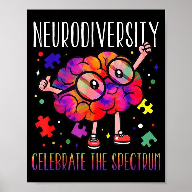 Neurodiversitet hjärna asd adhd autism medvetenhet poster (Framsidan)