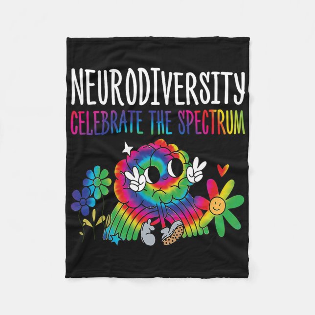 Neurodiversitet Hjärna Autism Medvetenhet Asd Adhd Fleecefilt (Framsidan)