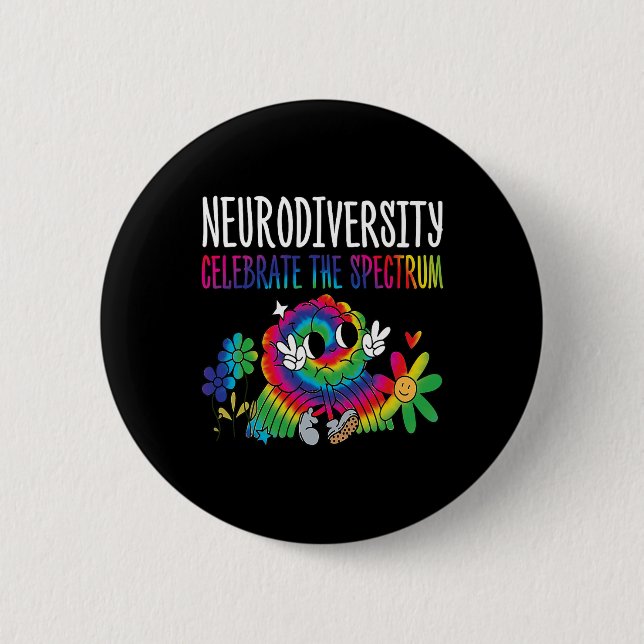 Neurodiversitet Hjärna Autism Medvetenhet Asd Adhd Knapp (Framsida)