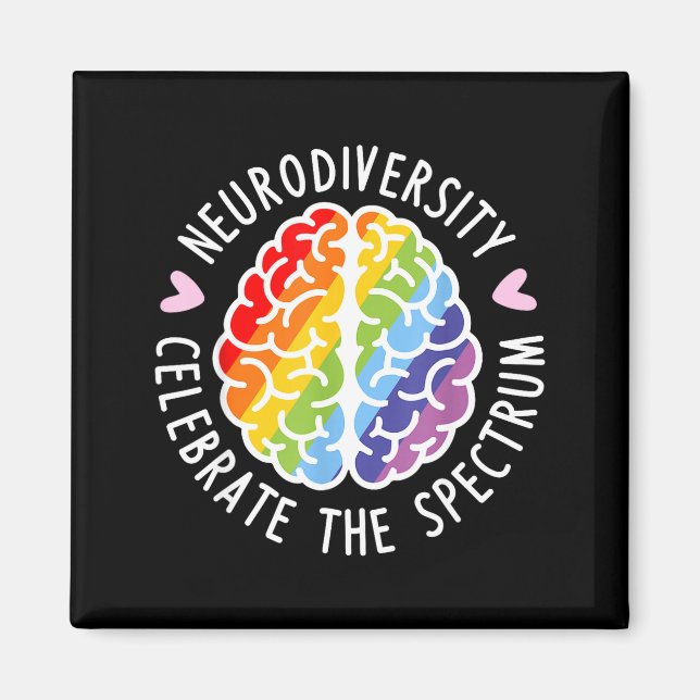 Neurodiversitet Hjärna Autism Medvetenhet ASD ADHD Magnet (Framsidan)