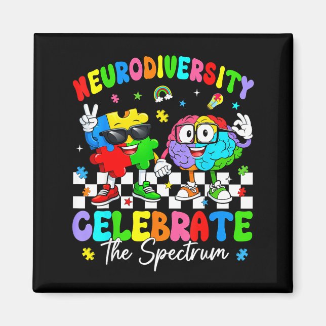 Neurodiversitet hjärna autism medvetenhet asd adhd magnet (Framsidan)