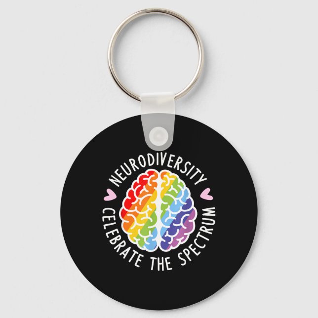 Neurodiversitet Hjärna Autism Medvetenhet ASD ADHD Nyckelring (Framsida)
