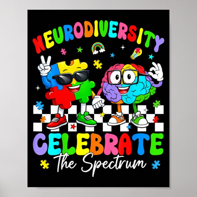 Neurodiversitet hjärna autism medvetenhet asd adhd poster (Framsidan)