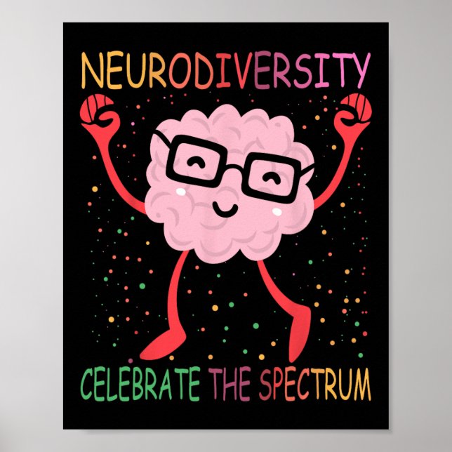 Neurodiversitet Hjärna Autism Medvetenhet Asd Adhd Poster (Framsidan)