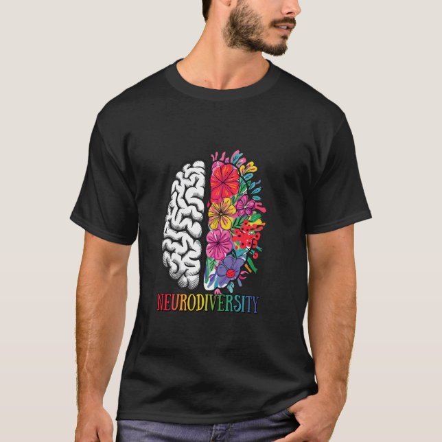 Neurodiversitet Hjärnblommor Autism Acceptans T Shirt (Framsida)