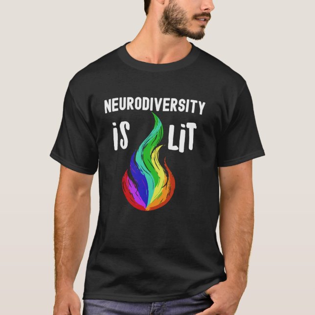 Neurodiversitetsregnbåge Tourettes ADHD Autism Med T Shirt (Framsida)