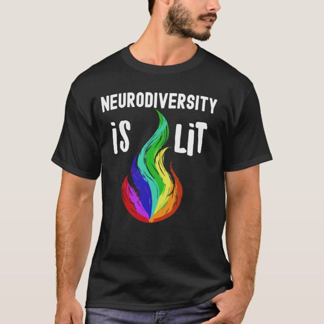 Neurodiversitetsregnbåge Tourettes ADHD Autism Med T Shirt (Framsida)