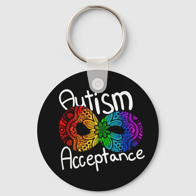 Neurodiversity Autism Accepance Rainbow Keychain Nyckelring (Framsida)
