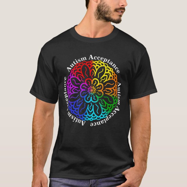 Neurodiversity Autism Acceptance Rainbow Mandala T T Shirt (Framsida)