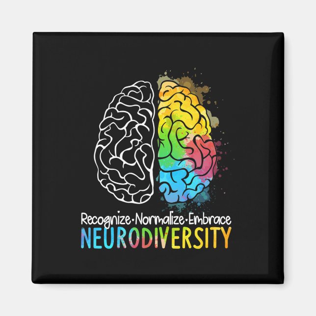 Neurodiversity Autism Spectrum Asd Adhd Rainbow Br Magnet (Framsidan)