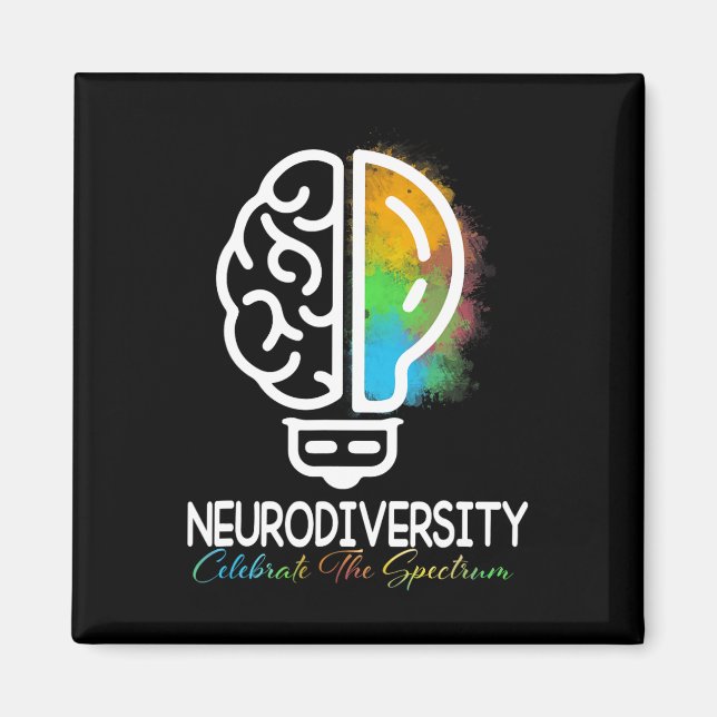 Neurodiversity Autism Spectrum Asd Adhd Rainbow Br Magnet (Framsidan)