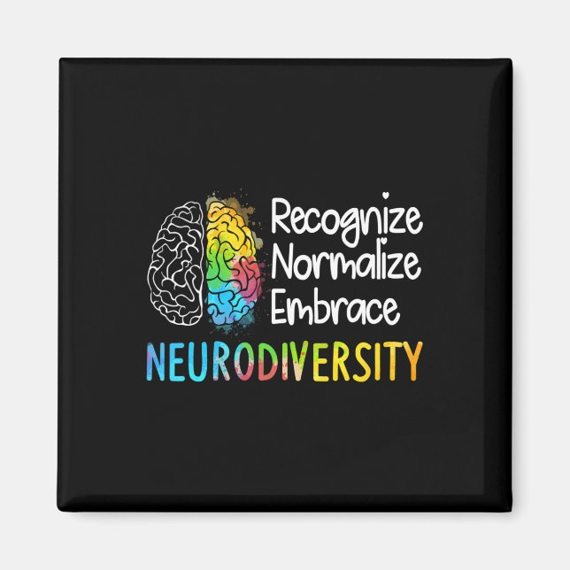 Neurodiversity Autism Spectrum Asd Adhd Rainbow Br Magnet (Framsidan)