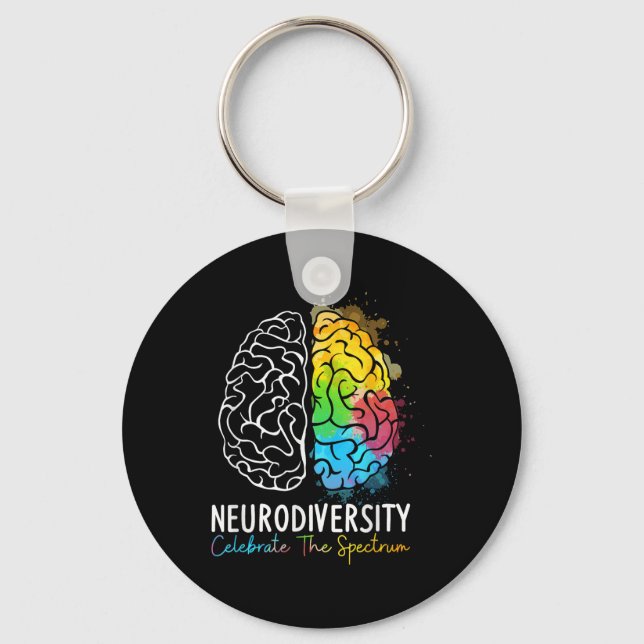Neurodiversity - Autism Spectrum Asd Adhd Rainbow Nyckelring (Framsida)